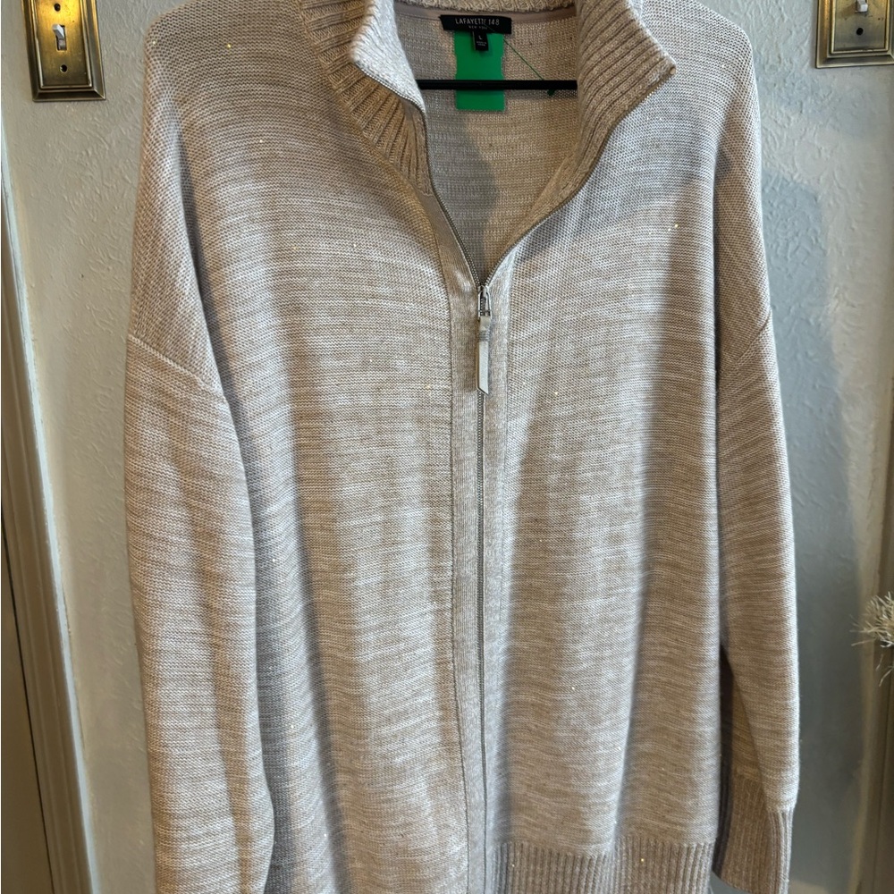 Lafayette 148 New York Beige Knit Sweater